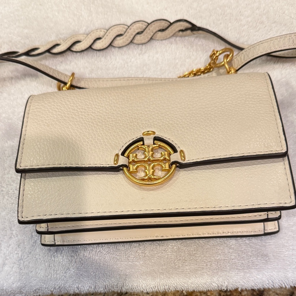 Tory Burch Cream Crossbody Bag with Gold Details